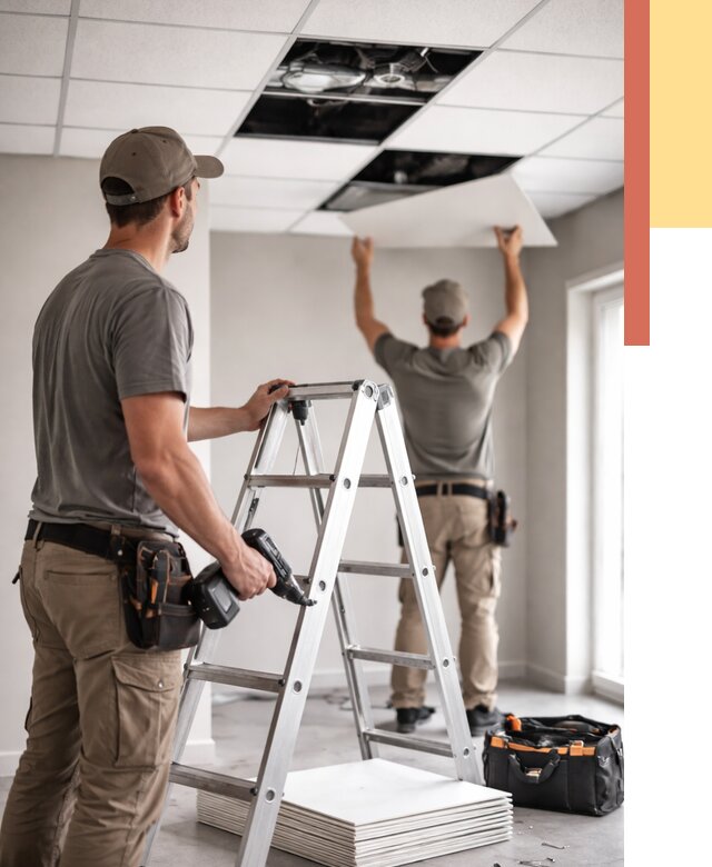 Обслуживание подвесного потолка в Выксе от 3630 руб. — быстро и недорого | ОТДЕЛОЧНИК-Вкс