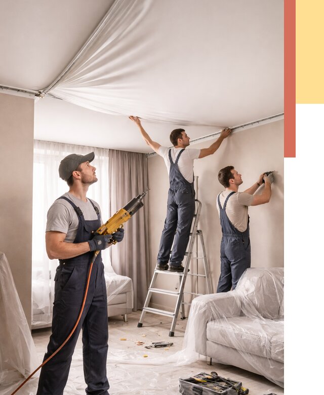 Установка натяжного потолка в Выксе от 4667 руб. | Быстро и недорого — ОТДЕЛОЧНИК-Вкс