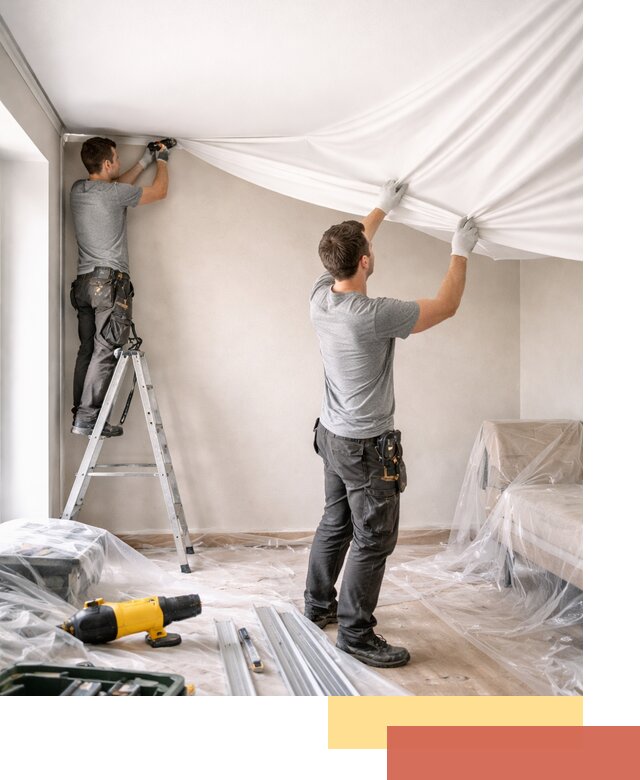 Монтаж тканевого натяжного потолка в Выксе недорого и быстро