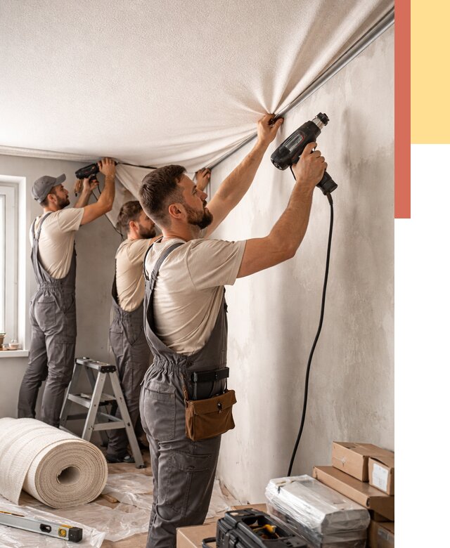 Монтаж фактурного натяжного потолка в Выксе от 778 руб. — ОТДЕЛОЧНИК-Вкс