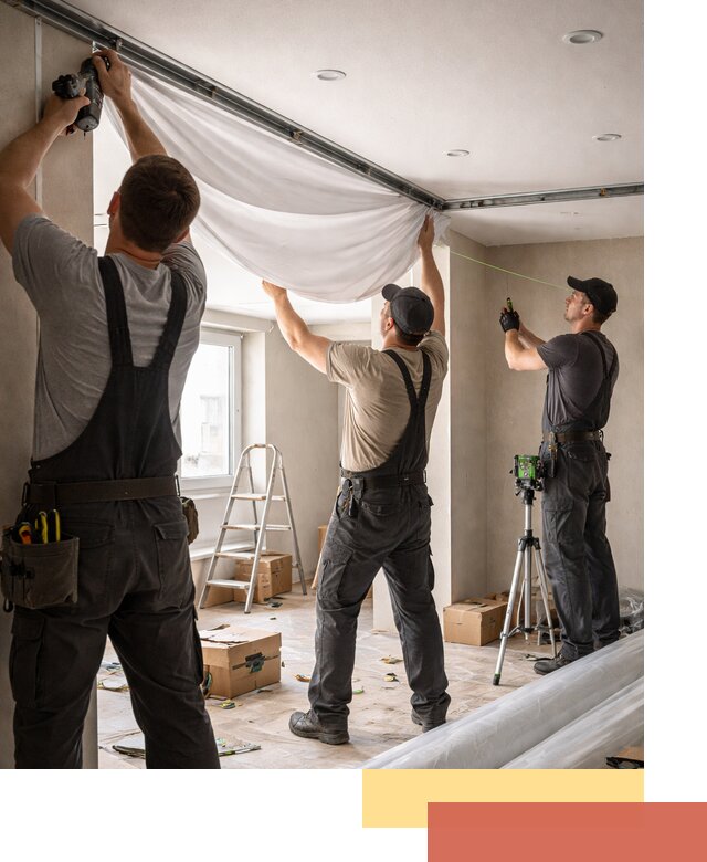 Монтаж парящего натяжного потолка под ключ в Выксе