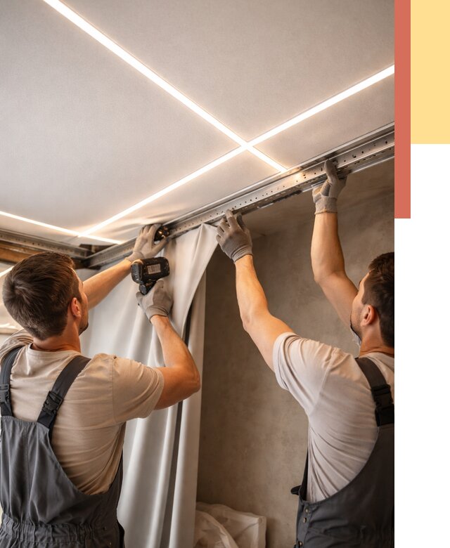 Монтаж натяжного потолка со световыми линиями в Выксе от 1244 руб. | ОТДЕЛОЧНИК-Вкс