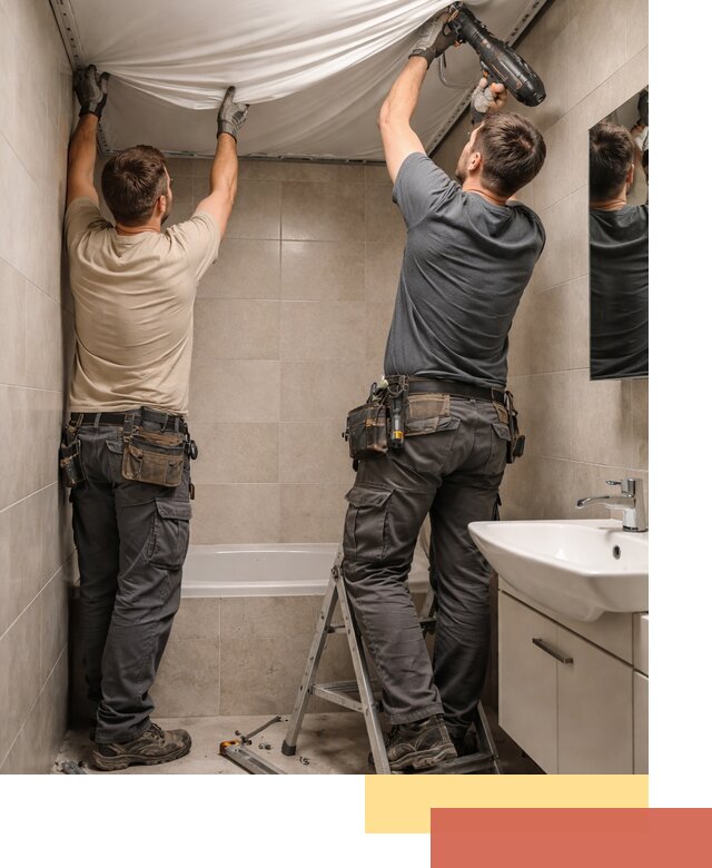 Монтаж натяжного потолка в ванной в Выксе быстро и качественно