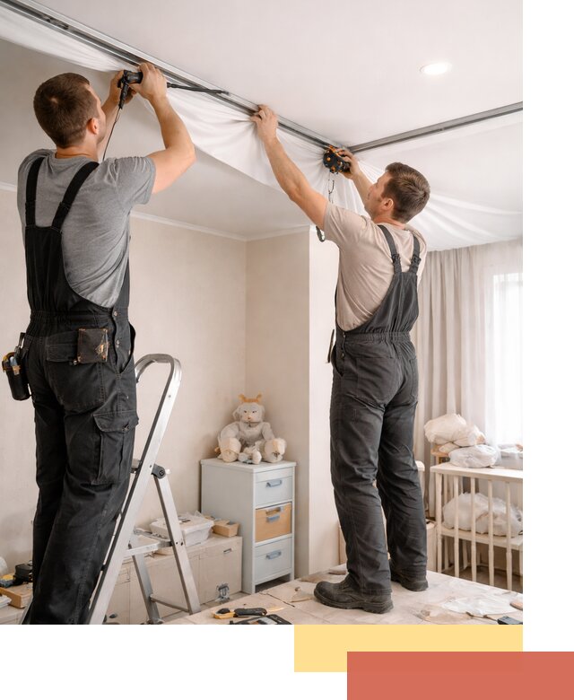 Монтаж натяжного потолка в детской комнате в Выксе