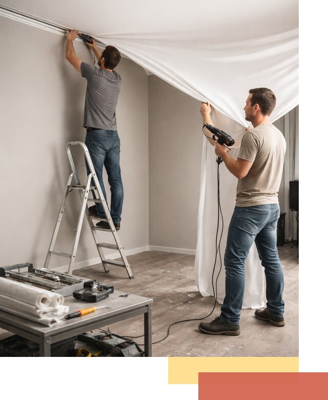 Монтаж натяжного потолка в студии в Выксе