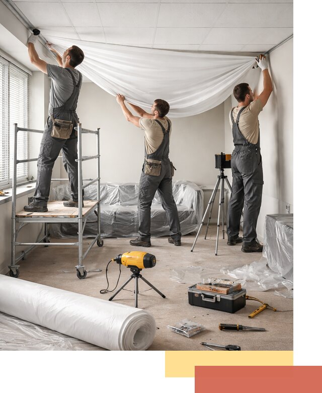 Монтаж натяжного потолка в офисе в Выксе