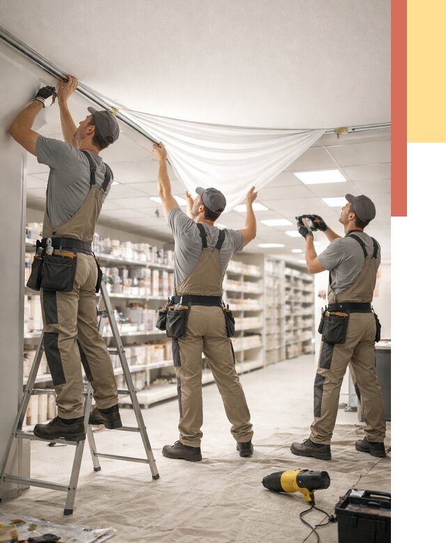 Монтаж натяжного потолка в магазине в Выксе от 4667 руб. быстро и недорого | ОТДЕЛОЧНИК-Вкс