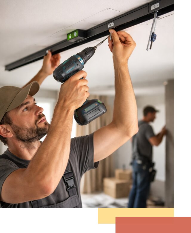 Установка трековых светильников в натяжной потолок в Выксе