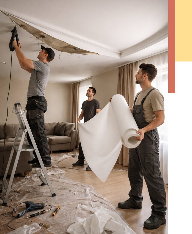 Замена полотна натяжного потолка в Выксе от 9852 руб. быстро и недорого | ОТДЕЛОЧНИК-Вкс