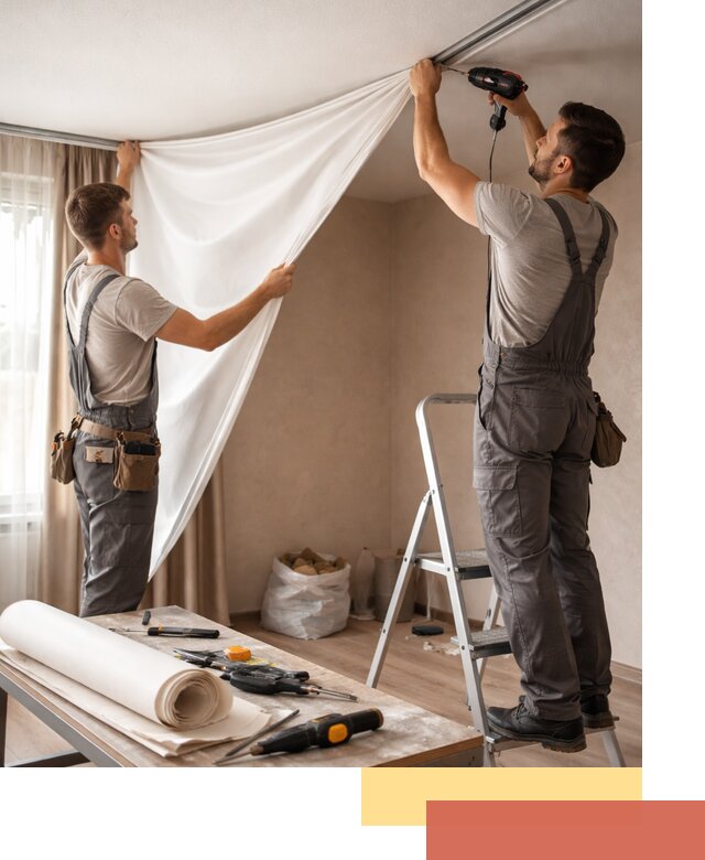 Замена полотна натяжного потолка в Выксе быстро и качественно