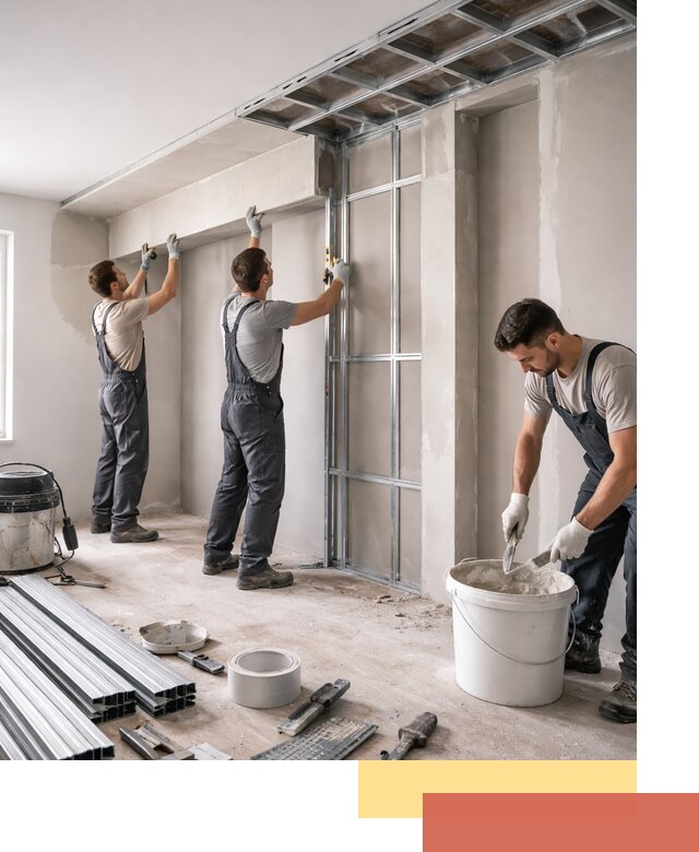 Монтаж потолка из гипсокартона с нишей в Выксе