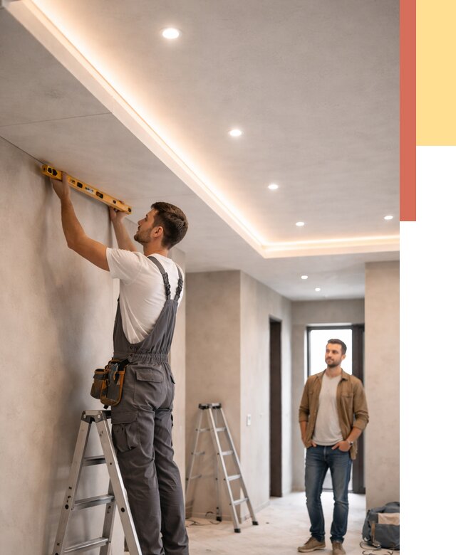 Потолок из гипсокартона с подсветкой в Выксе от 778 руб./м2 под ключ | ОТДЕЛОЧНИК-Вкс