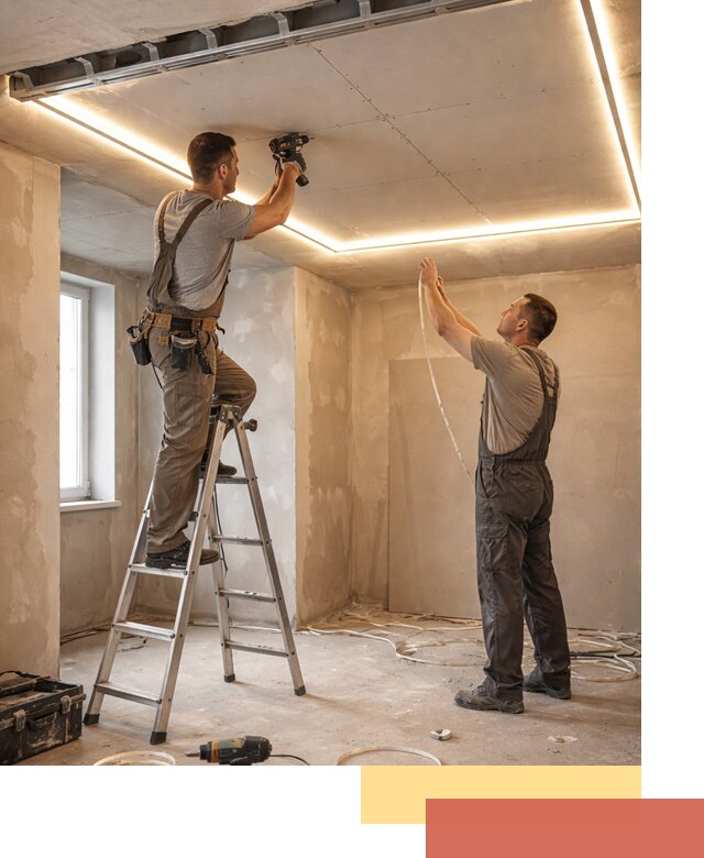 Потолок из гипсокартона с подсветкой в Выксе