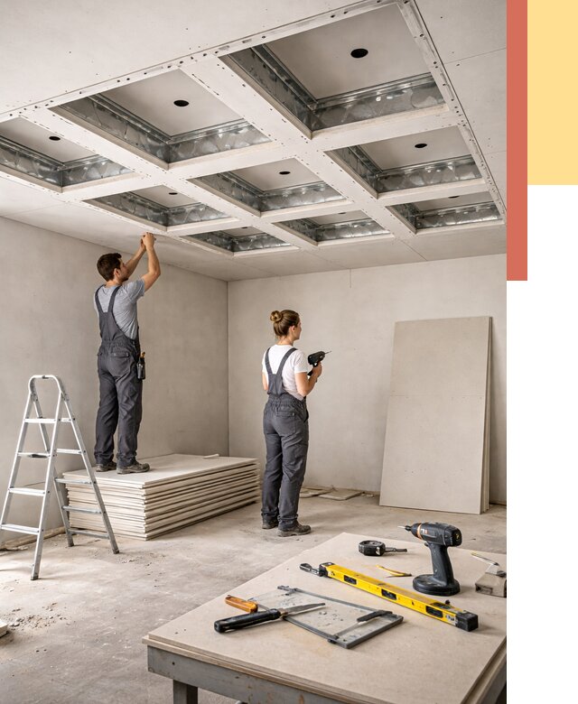 Кессонный потолок из гипсокартона в Выксе от 1918 руб. — монтаж и под ключ | ОТДЕЛОЧНИК-Вкс