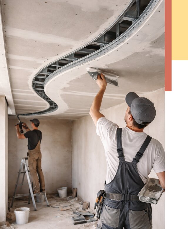 Криволинейный потолок из гипсокартона в Выксе от 2178 руб./м2 | ОТДЕЛОЧНИК-Вкс