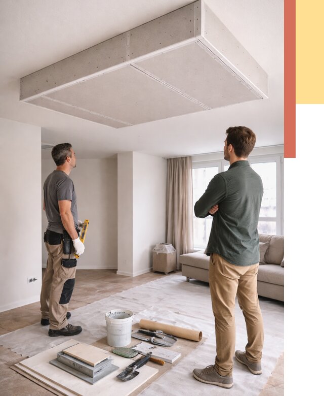 Короб на потолке из гипсокартона в Выксе от 2281 руб. — монтаж и услуги под ключ | ОТДЕЛОЧНИК-Вкс