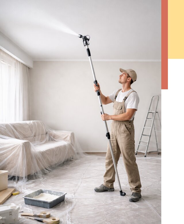 Покраска потолка краскопультом в Выксе от 4667 руб. быстро и недорого | ОТДЕЛОЧНИК-Вкс