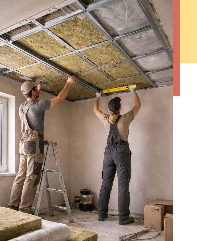 Шумоизоляция потолка в Выксе от 1296 руб. под ключ — услуги ОТДЕЛОЧНИК-Вкс